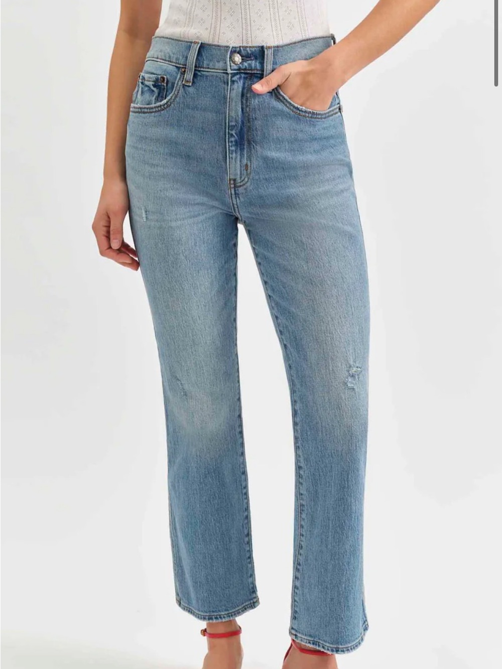 DAZE Denim SoHo High Rise Ankle Flare Light Blue Straight Leg Women's Jeans NWT